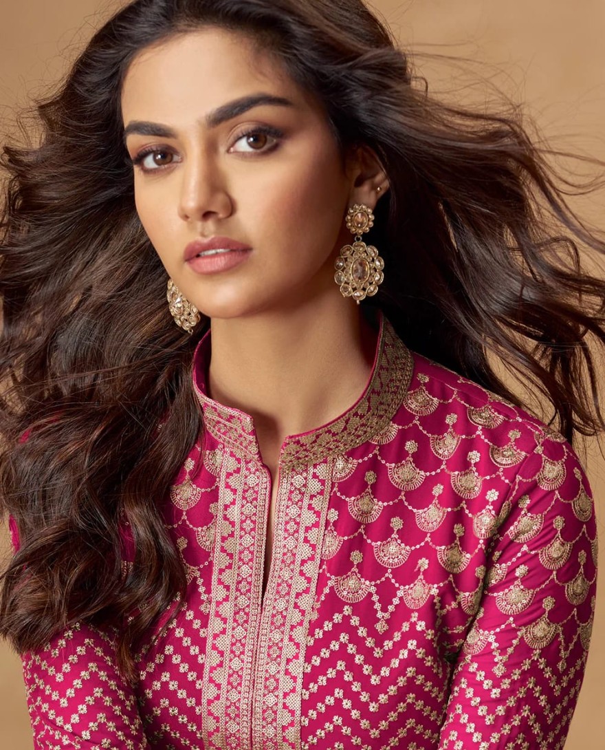 10337 - Rani Pink Embroidered Georgette Anarkali Suit for Indian & Pakistani Weddings