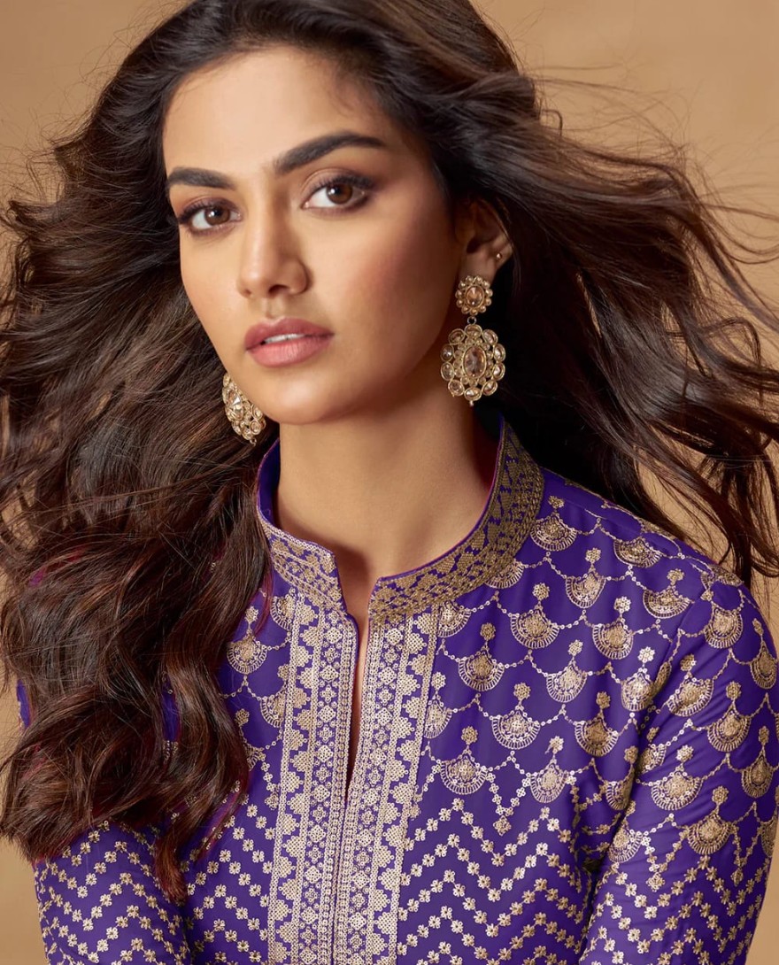 10341 - Purple Georgette Embroidered Anarkali Suit for Indian & Pakistani Occasions