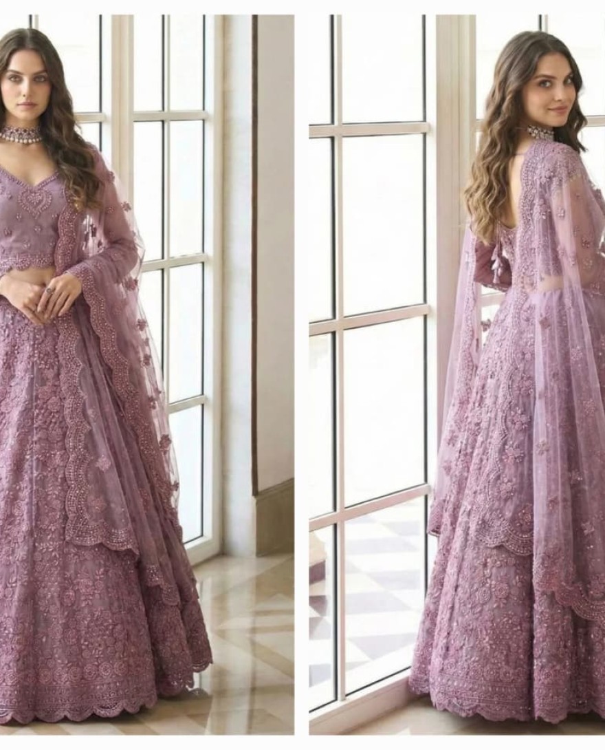 PINK - Sightly Purple Net Lehenga Choli