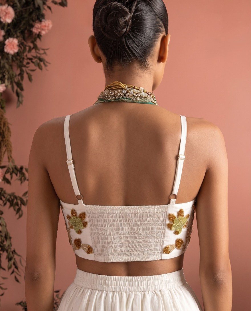 WHITE - Silk Lehenga Choli In Off White Colour