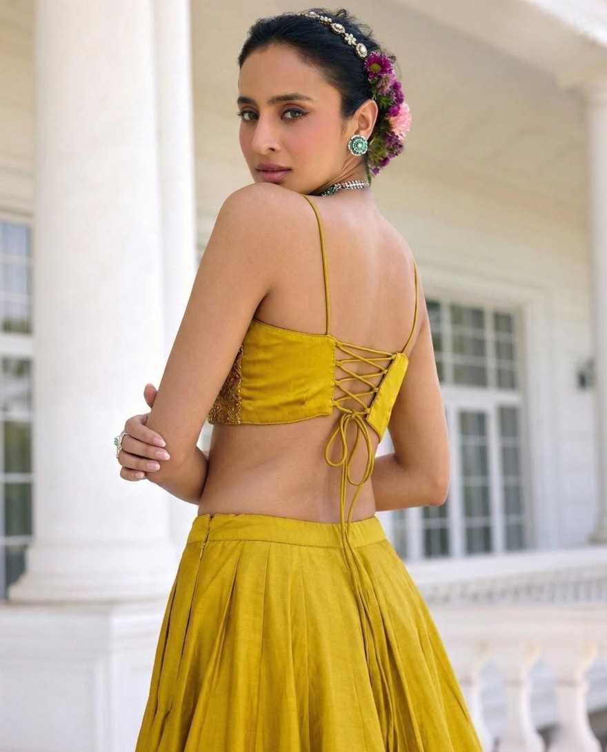 YELLOW - Maize Yellow Silk Lehenga Choli for Ceremonial