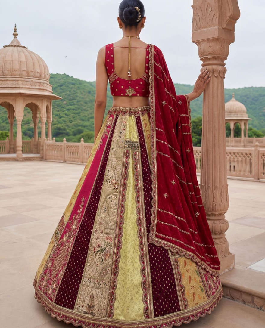MULTICOLOR - Graceful Multi-Color Patch Work Silk Engagement Wear Lehenga Choli