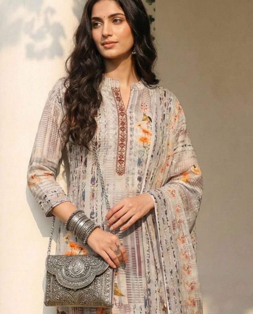 grey - Ash Grey Cotton Pant Kameez for Party