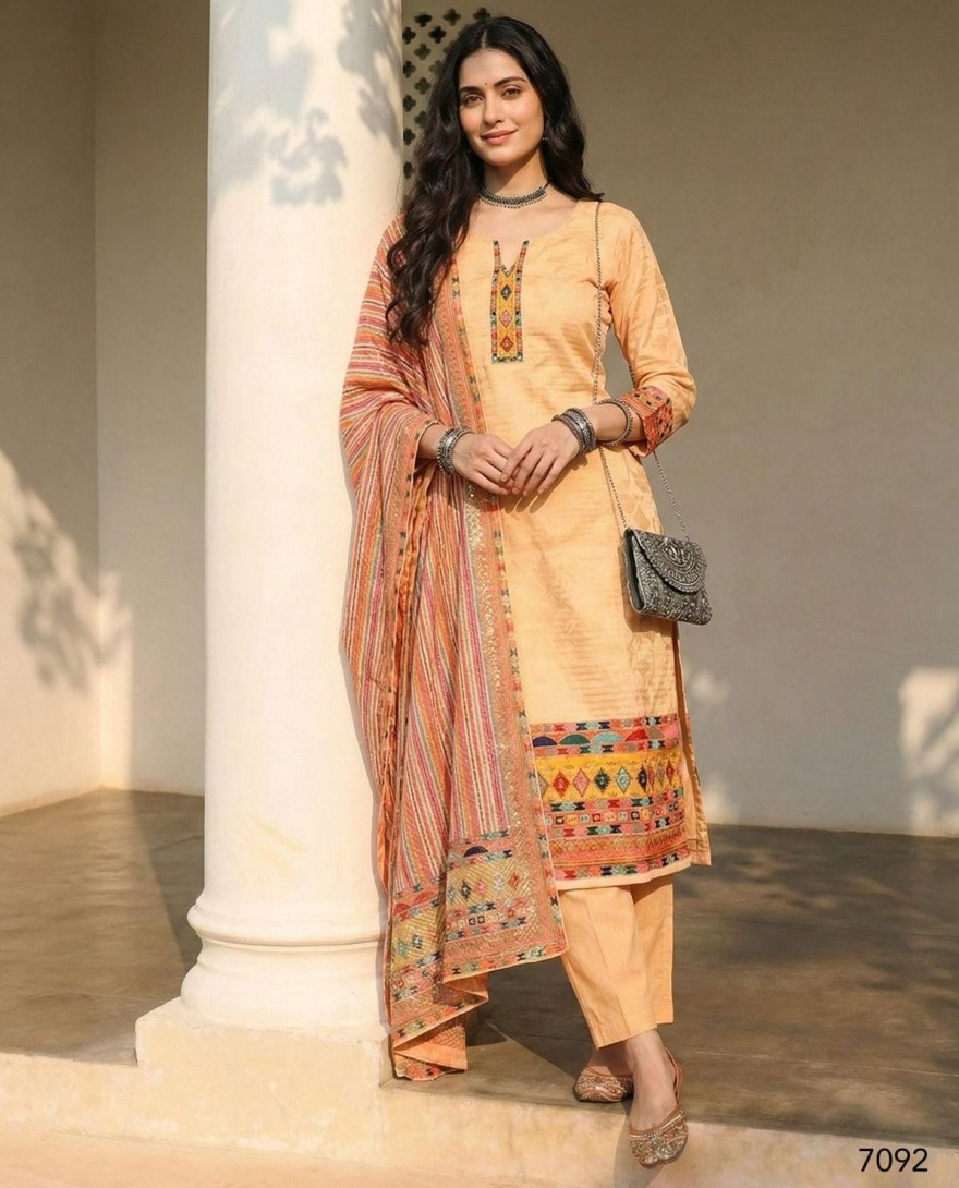 YELLOW - Fawn Cotton Pant Kameez for Party