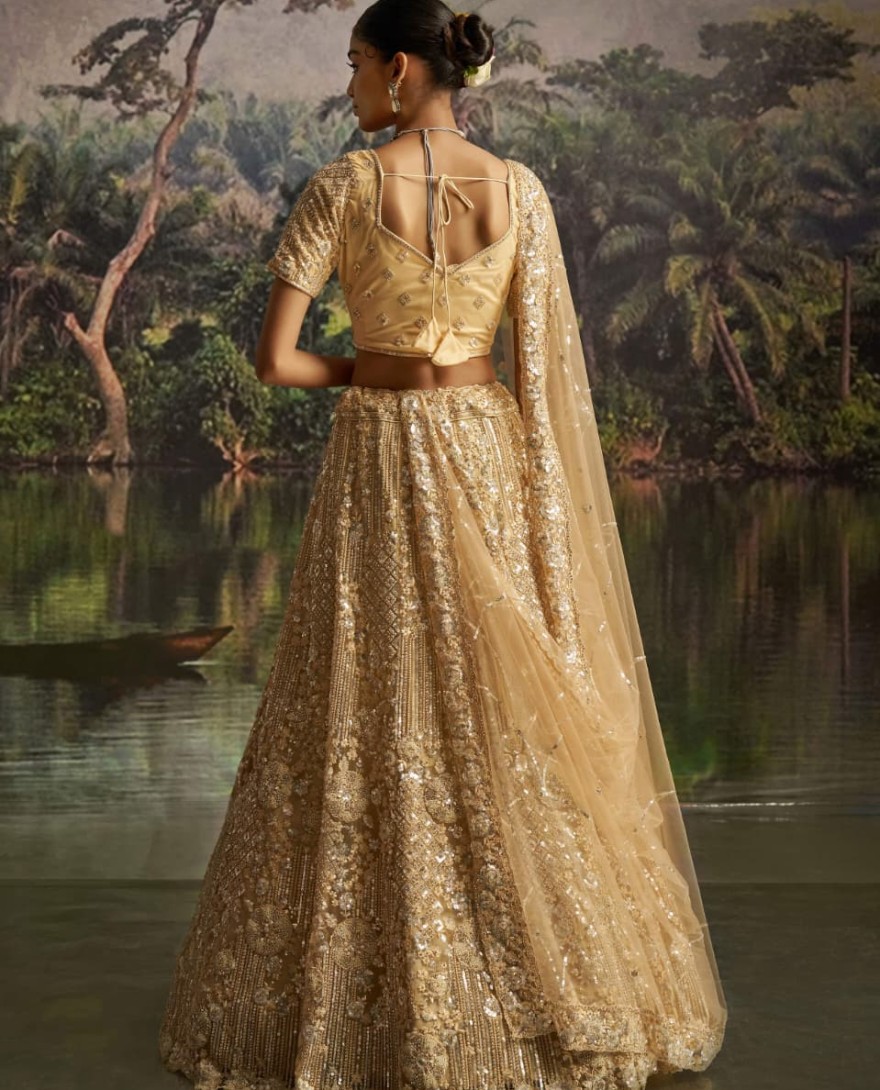 100003 - Marvelous Cream Zarkan Work Wedding Wear Lehenga Choli With Dupatta