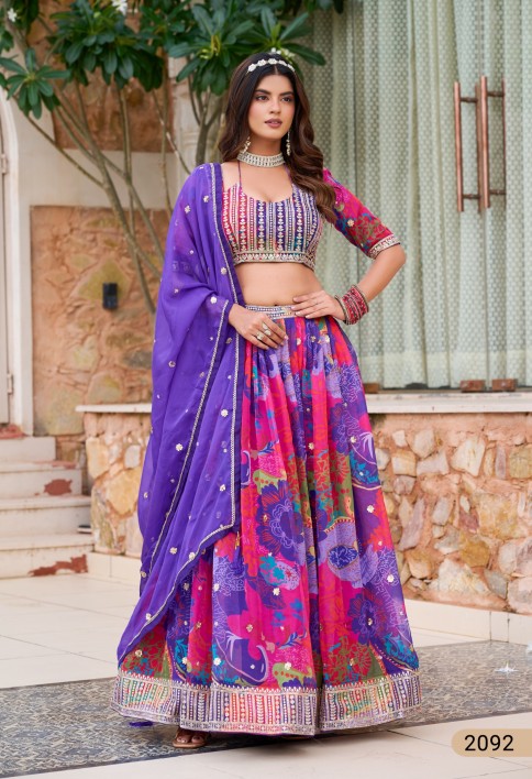 Multicolor Silk Heavy Digital Printed Lehenga Choli Set