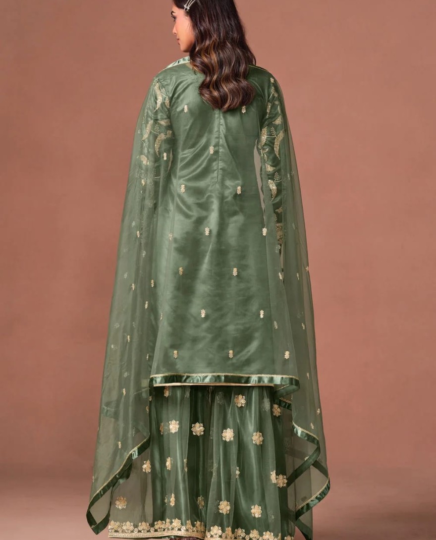 GREEN - Net Pakistani Salwar Suit In Green Colour