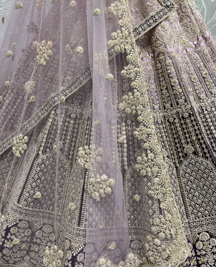 2565-purple - Heavy Work Padded Velvet Purple Designer Lehengacholi Perfect for occasional wear