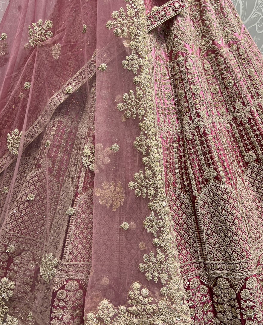 2565-red - Heavy Work Padded Velvet Red Designer Lehengacholi Perfect for occasional wear