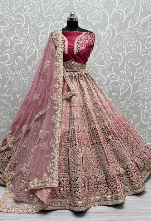Heavy Work Padded Velvet Red Designer Lehengacholi Perfect for occasional wear