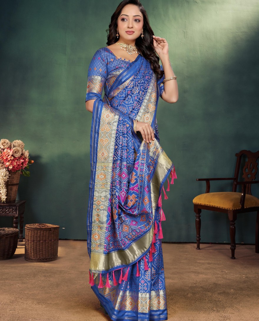 Couple Combo - Elegant Indian Blue Couple Combo Kurta Pajama with Silk Koti for Men & Designer Saree for Women Reseller