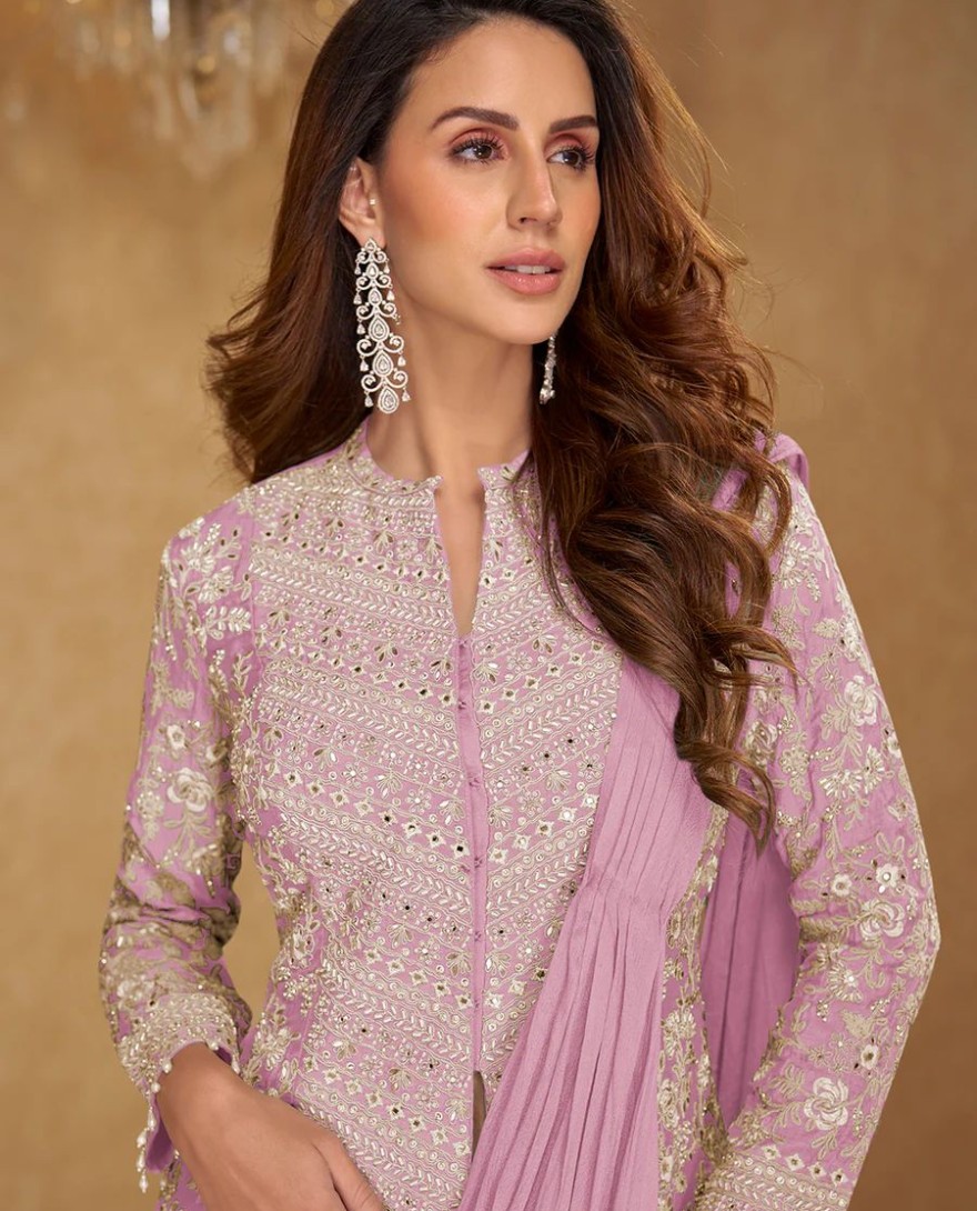 PINK - Lilac Pink Saree Style Indo Western Dress