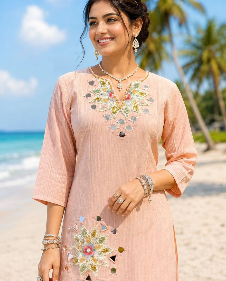 PEACH - Imported Peach Designer Kurti
