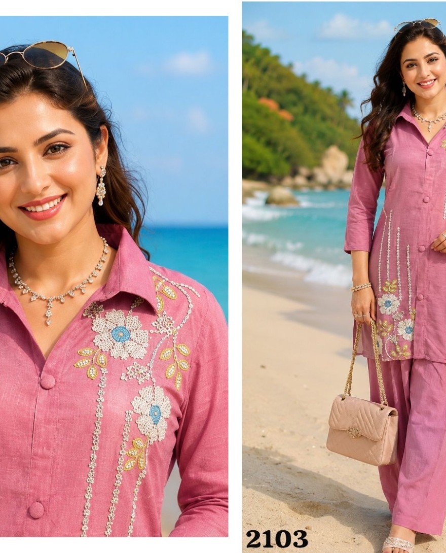 PINK - Casual Kurti Embroidered Imported in Pink Colour