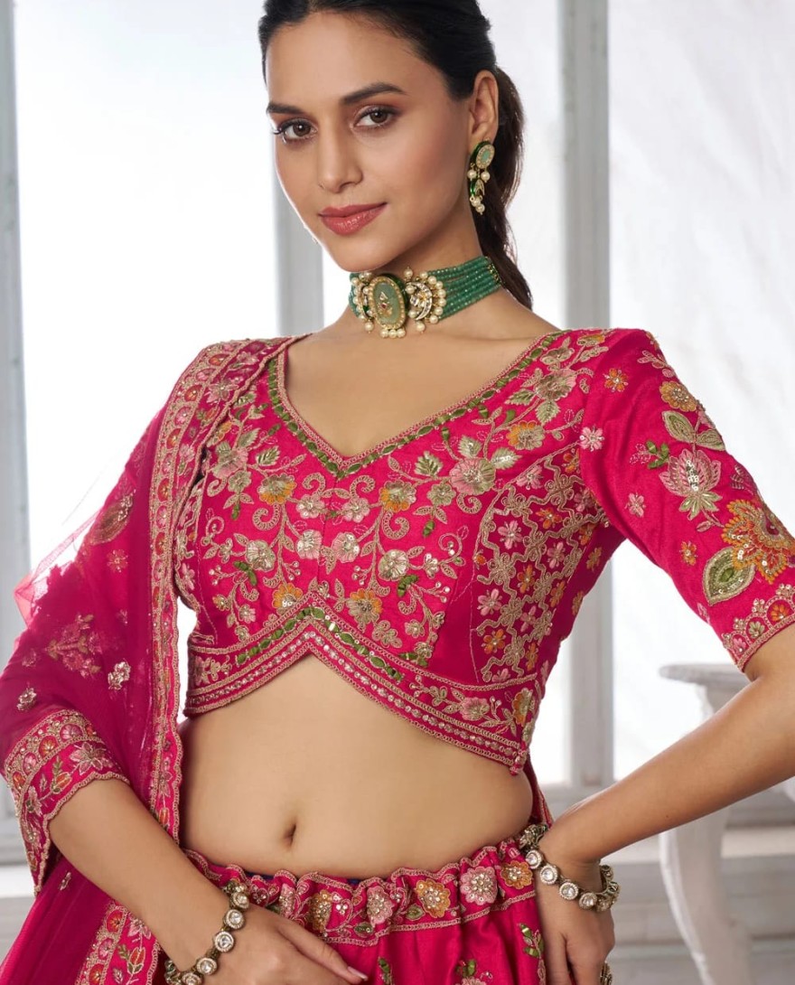 PINK - Sensible Pink Silk Lehenga Choli