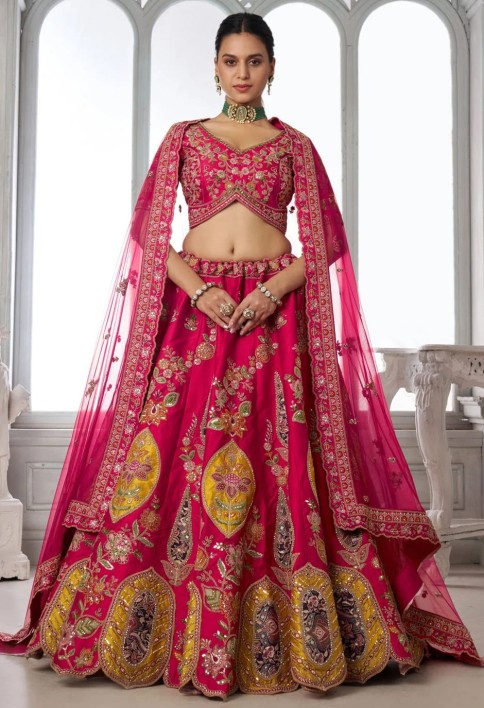 Sensible Pink Silk Lehenga Choli