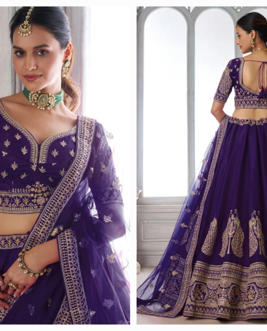 PURPLE - Vivid Purple Silk Lehenga Choli