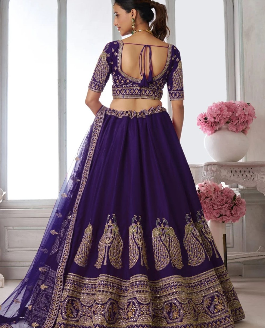 PURPLE - Vivid Purple Silk Lehenga Choli