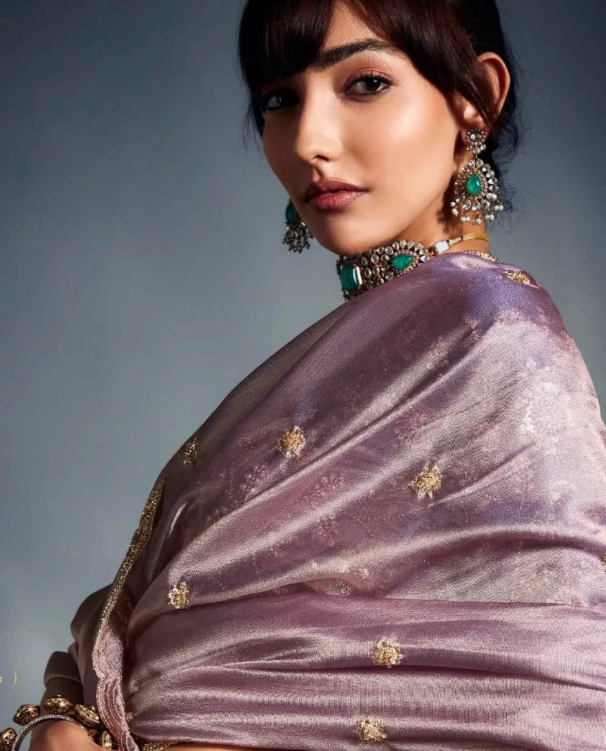MAUVE - Dazzling Mauve Heavy Embroidered Organza Reception Wear Saree