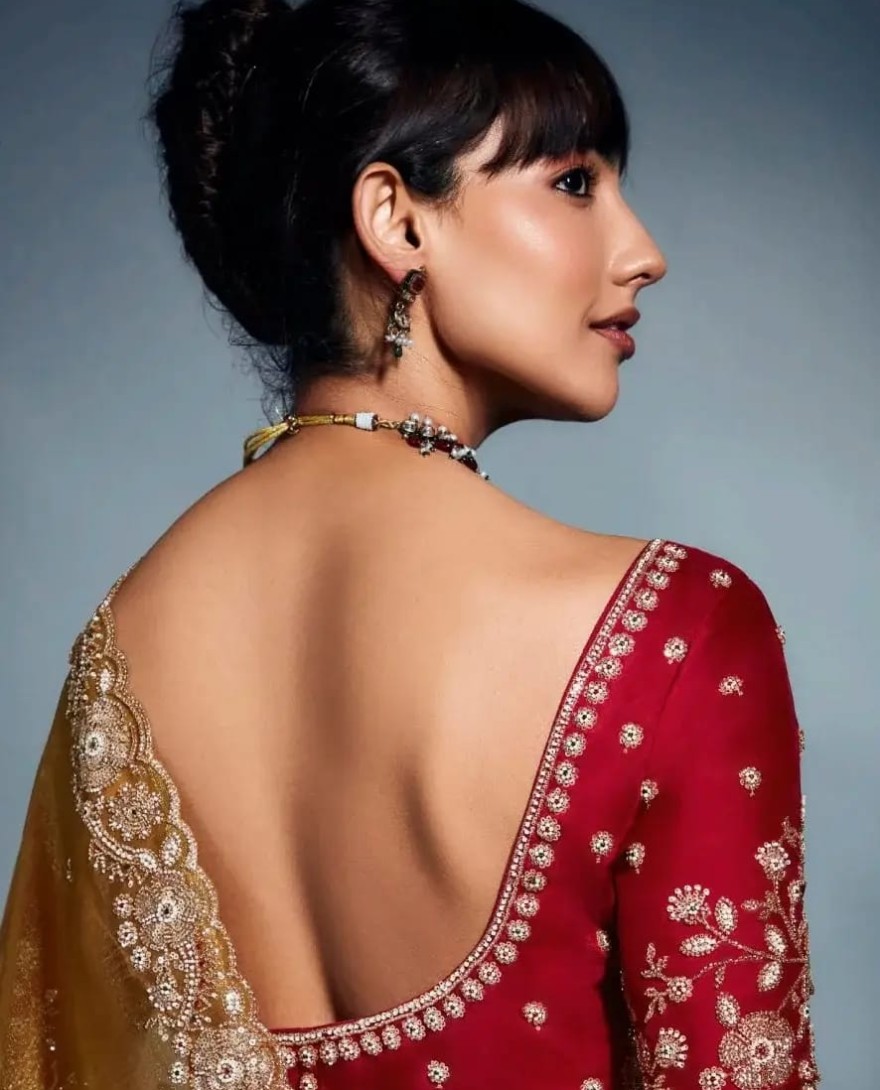 MUSTARD - Adorable Mustard Yellow Embroidered Organza Haldi Wear Saree With Blouse