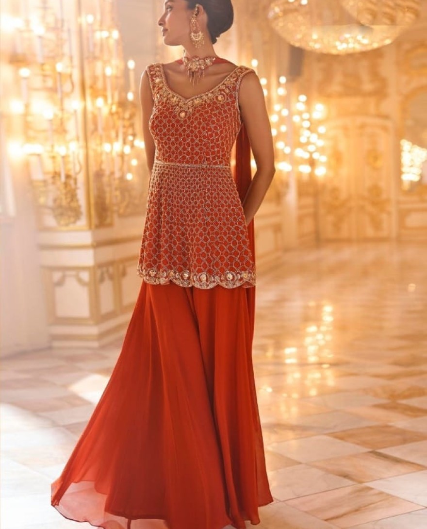 ORANGE - Sensible Orange Georgette Salwar Suit