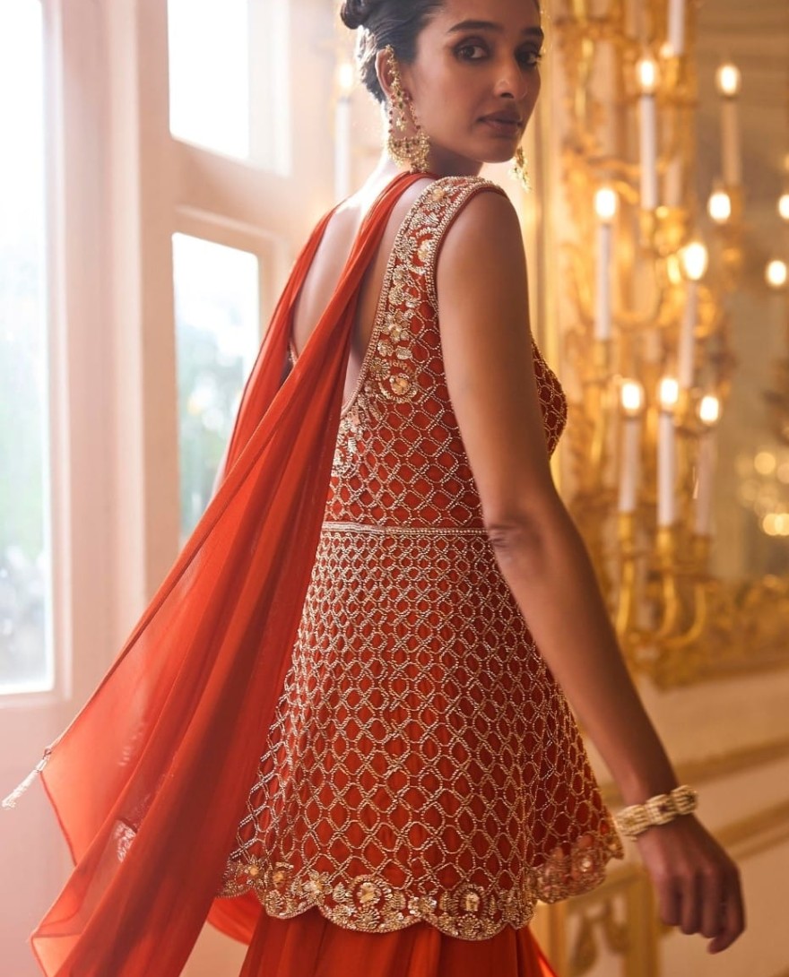 ORANGE - Sensible Orange Georgette Salwar Suit