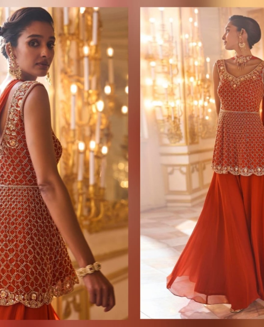 ORANGE - Sensible Orange Georgette Salwar Suit
