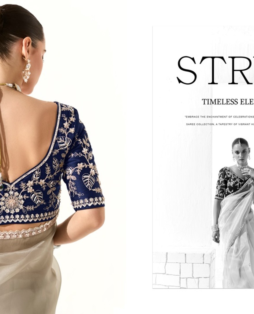 2212 - Awesome Grey Sequins Tissue Silk Festive Wear Saree With Blouse