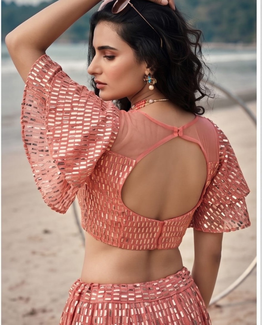 PEACH - Mesmeric Net Lehenga Choli