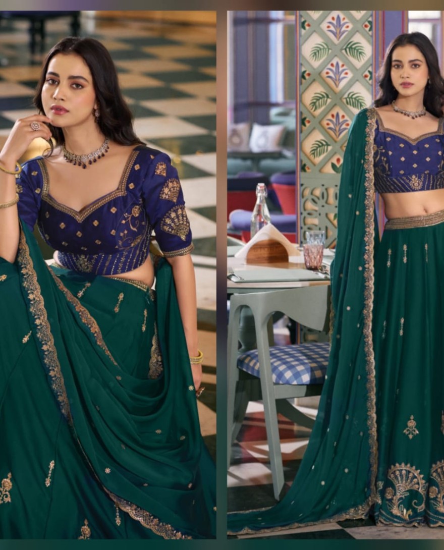 GREEN - Bridesmaid Wear Rangoli Silk Chaniya Choli