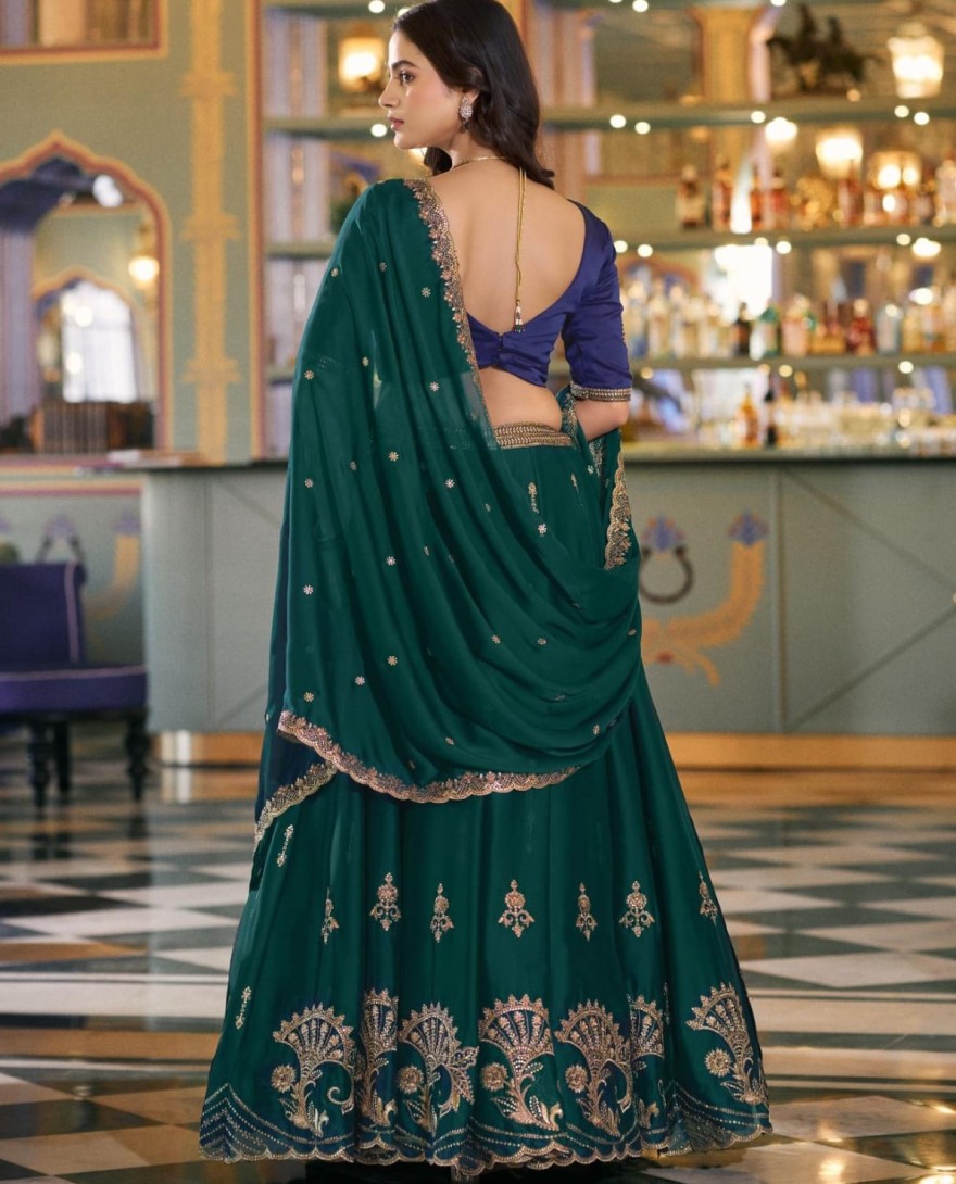 GREEN - Bridesmaid Wear Rangoli Silk Chaniya Choli