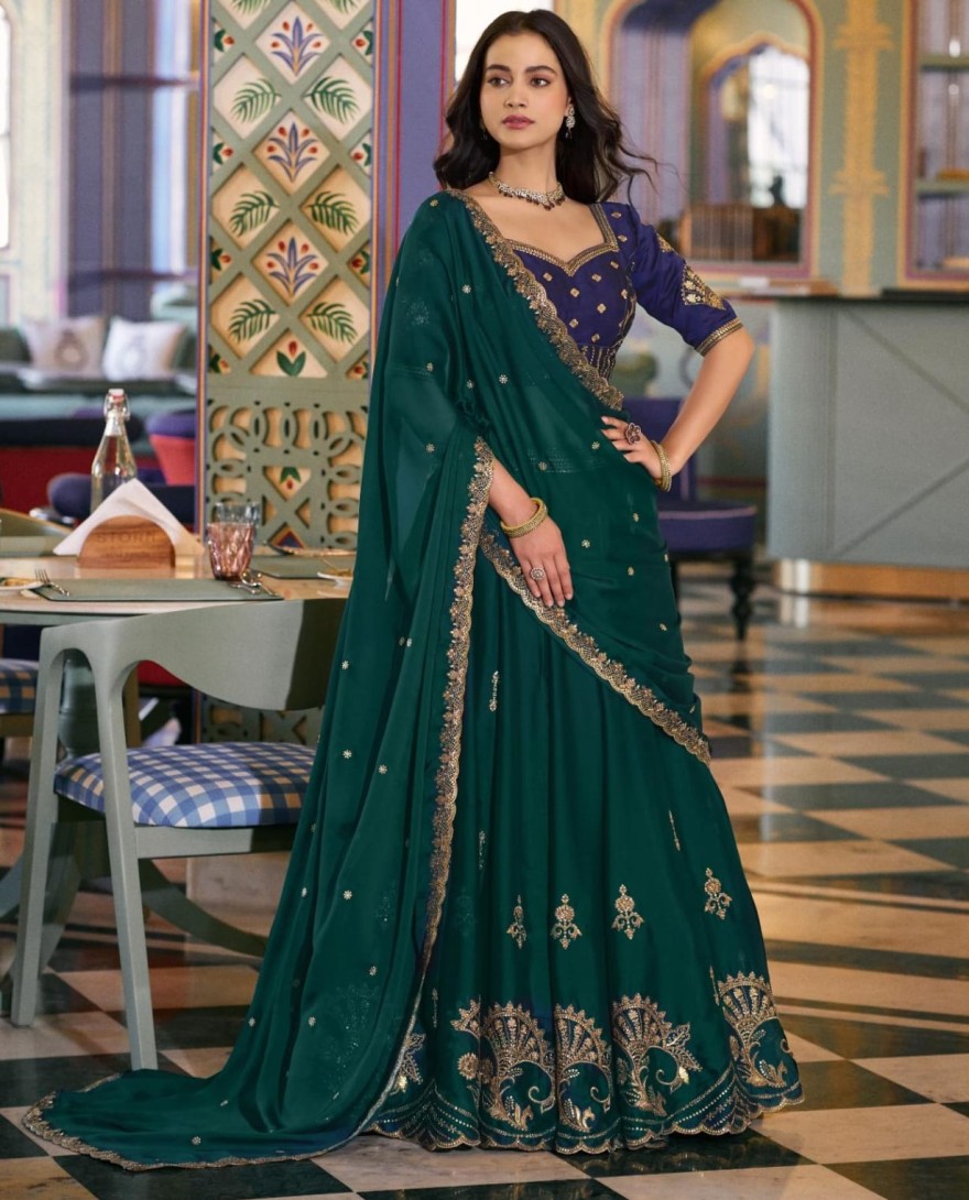 GREEN - Bridesmaid Wear Rangoli Silk Chaniya Choli