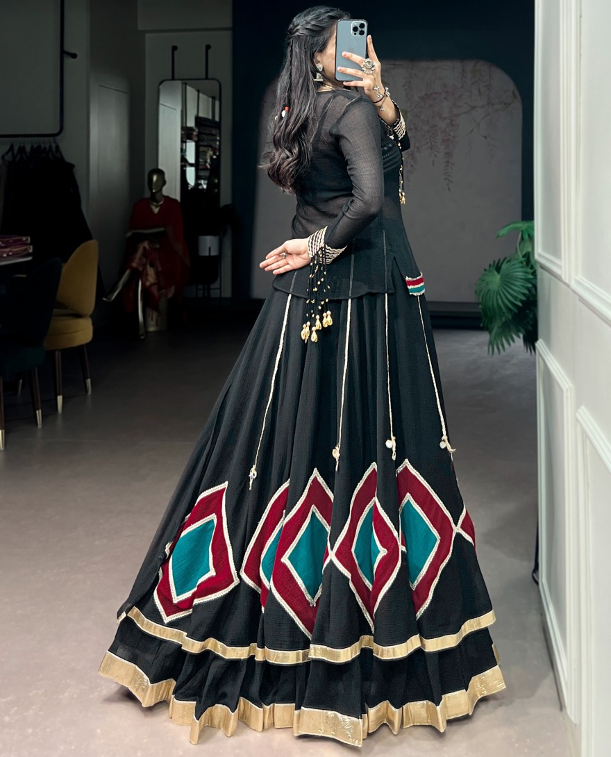 BLACK - Navratri Speacial Black Color Marbel Chaniya Choli