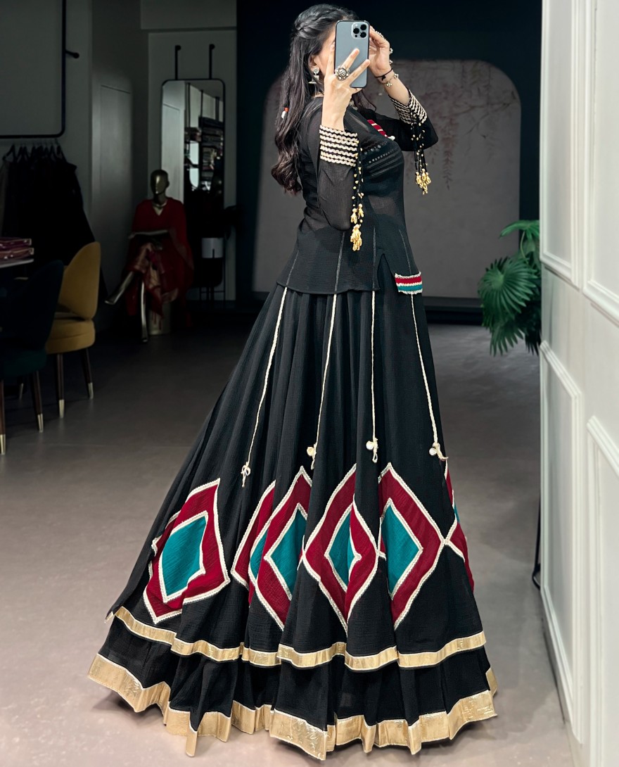 BLACK - Navratri Speacial Black Color Marbel Chaniya Choli