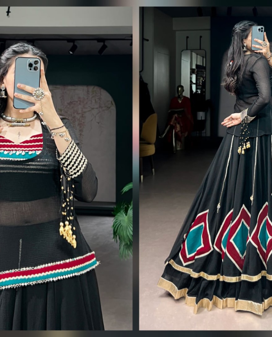 BLACK - Navratri Speacial Black Color Marbel Chaniya Choli