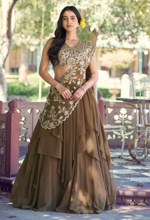 Coffee Color Traditional Lehenga Choli