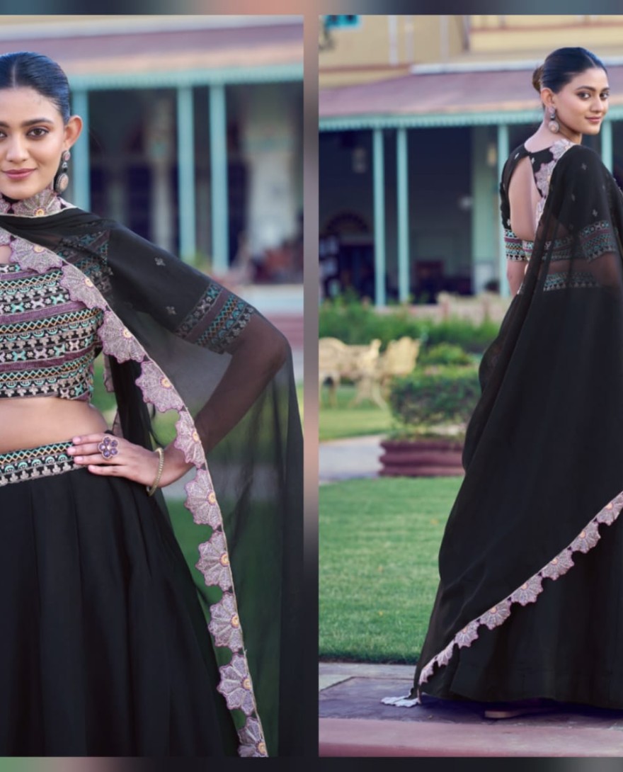 BLACK - Festival Wear Georgette Lehenga Choli