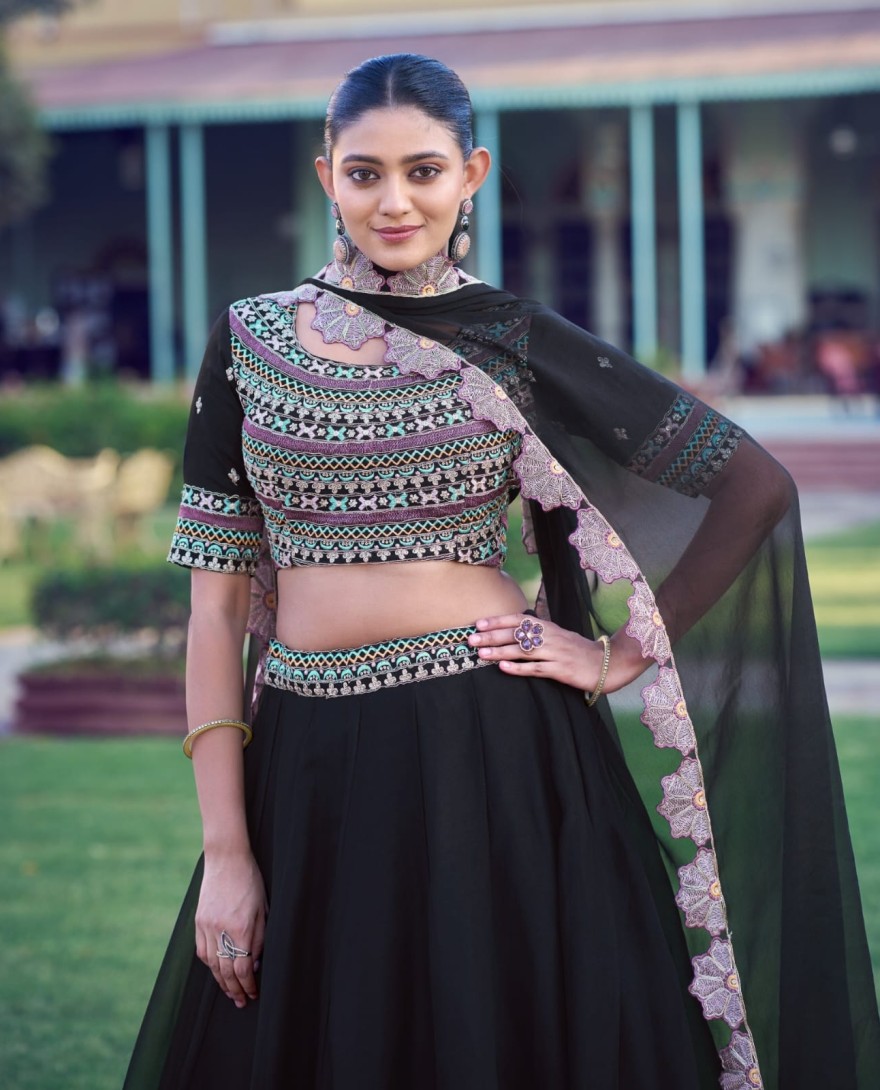 BLACK - Festival Wear Georgette Lehenga Choli