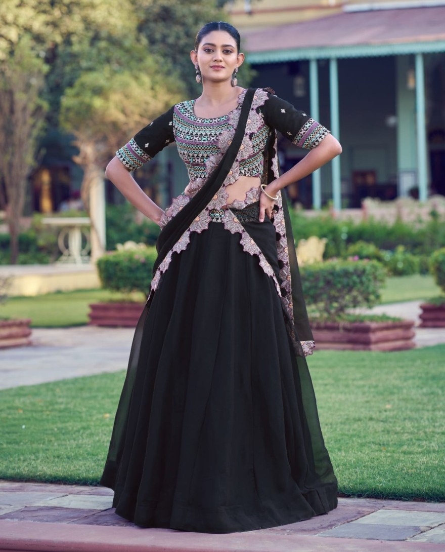 BLACK - Festival Wear Georgette Lehenga Choli