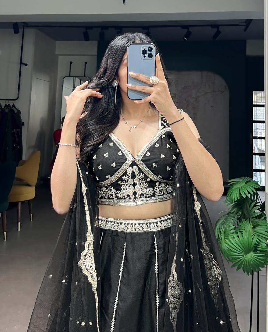 BLACK - Wedding Wear Embroidery Lehenga Choli
