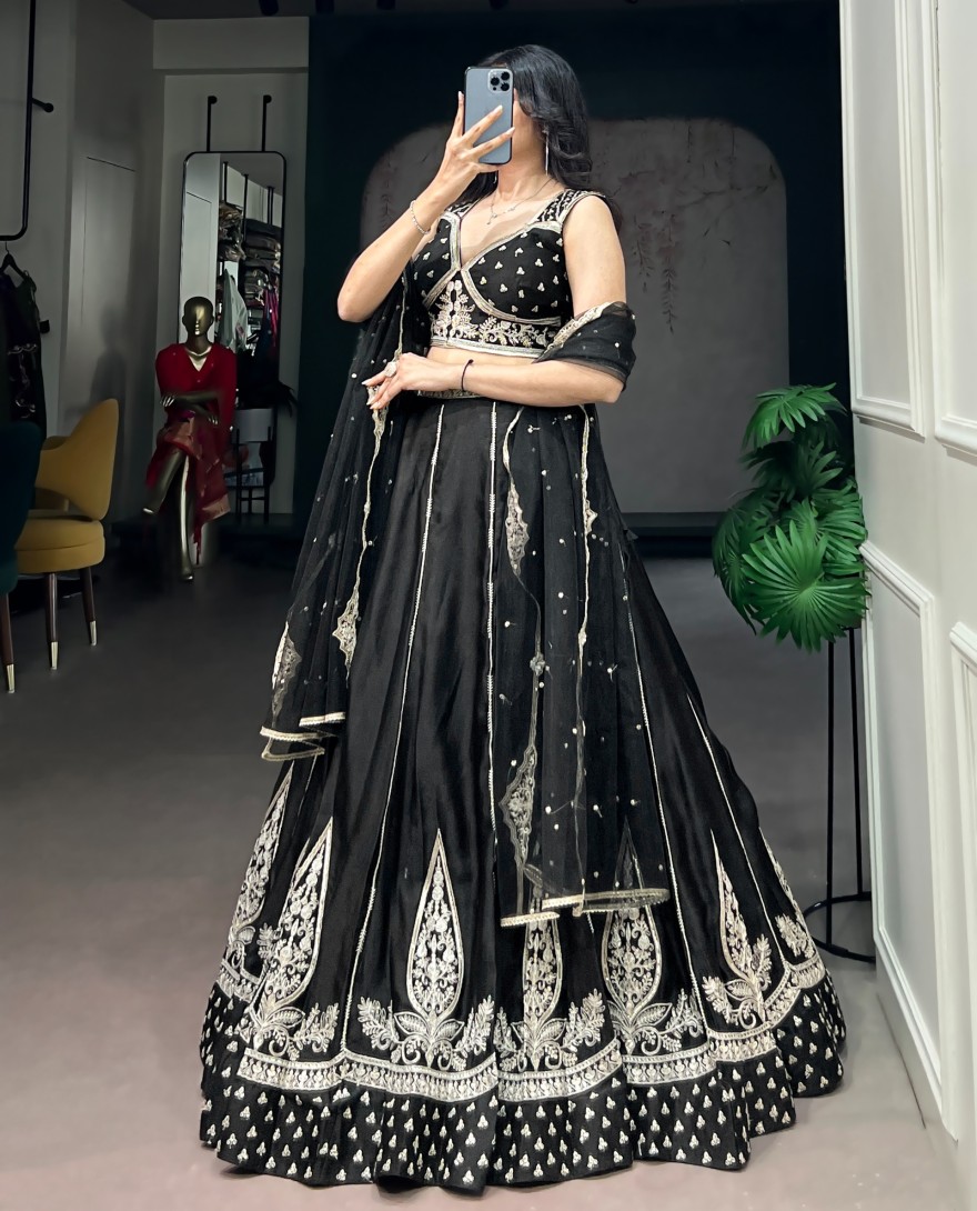 BLACK - Wedding Wear Embroidery Lehenga Choli
