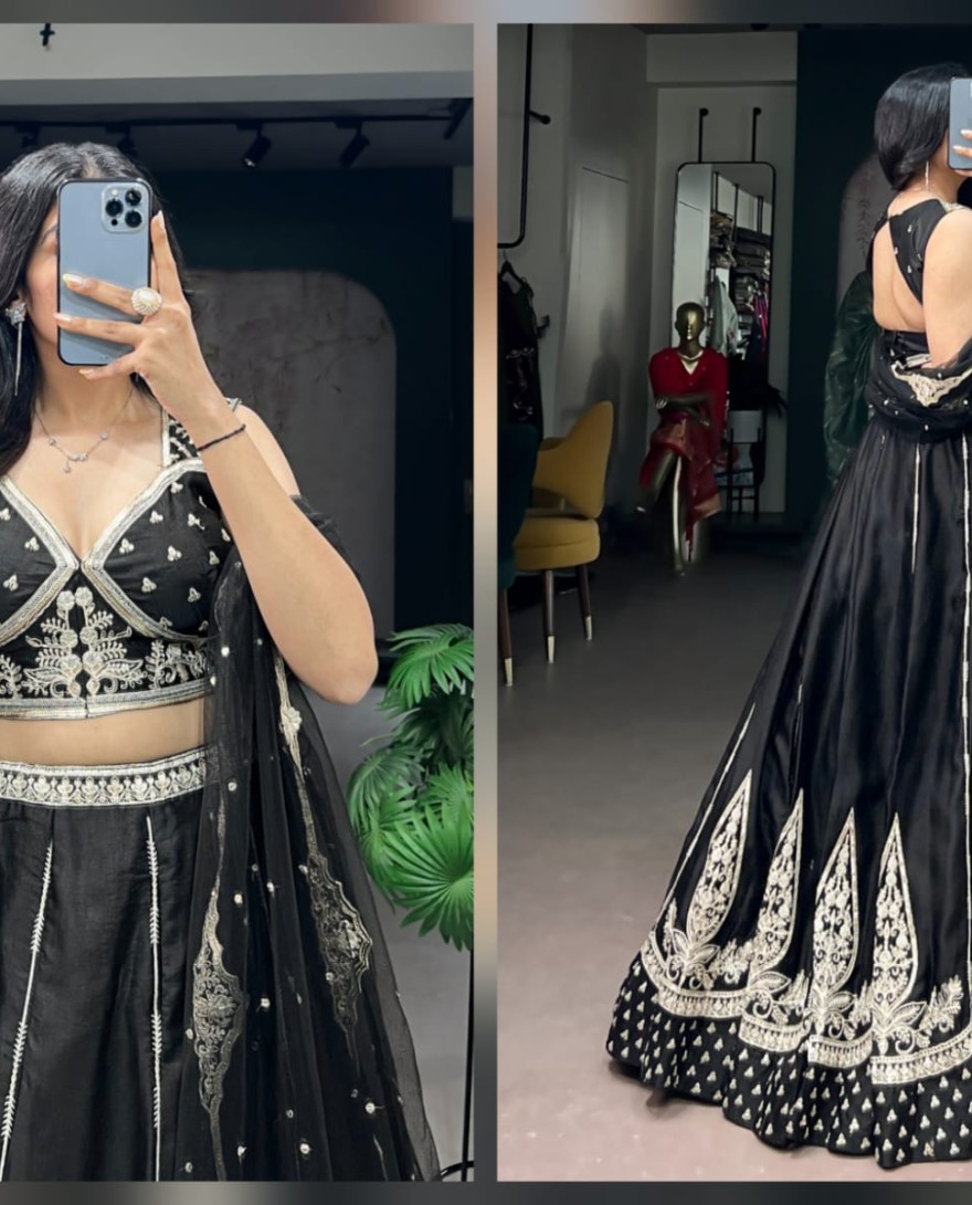 BLACK - Wedding Wear Embroidery Lehenga Choli