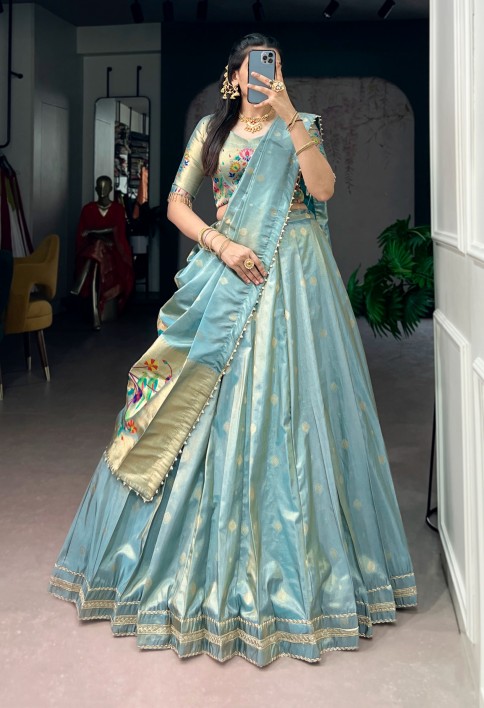 Bridal Wear Zari Weaving Work Lehenga