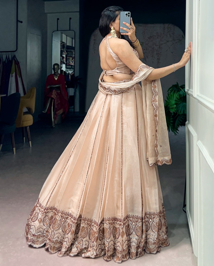 IVORY - Wedding Wear Spider Crush Lehenga