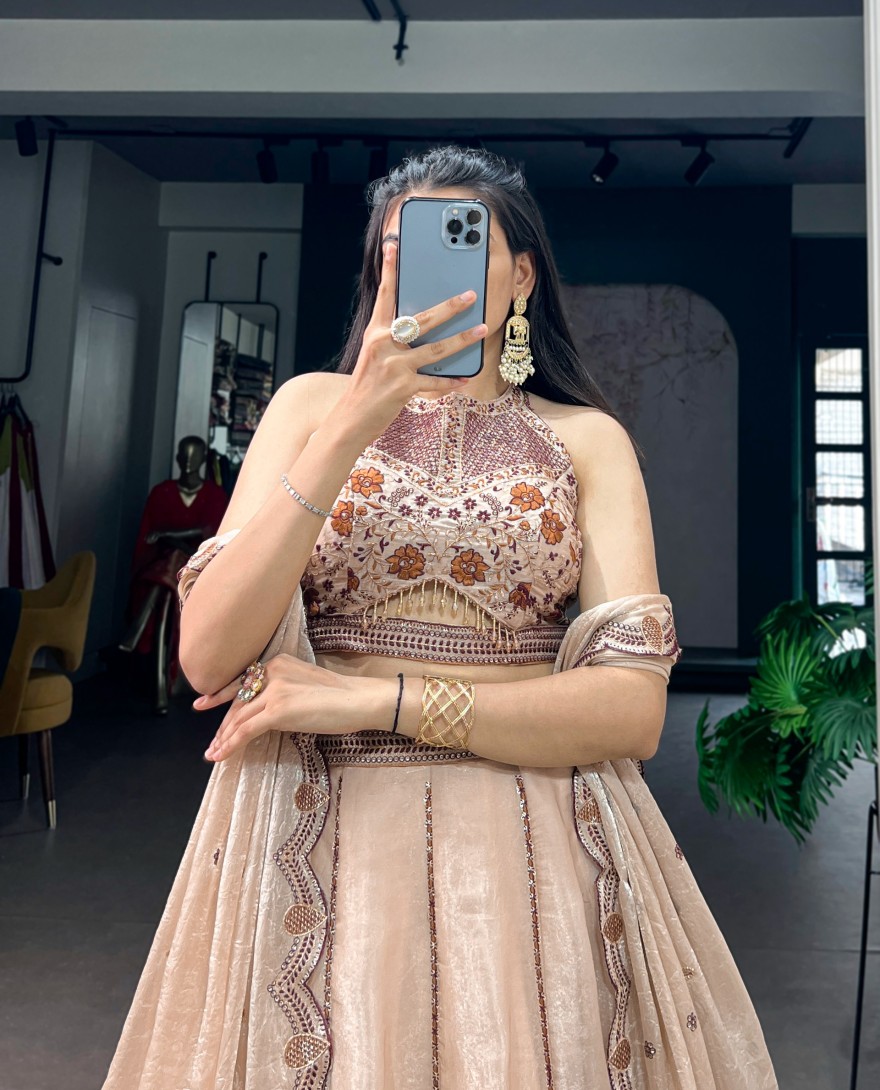 IVORY - Wedding Wear Spider Crush Lehenga