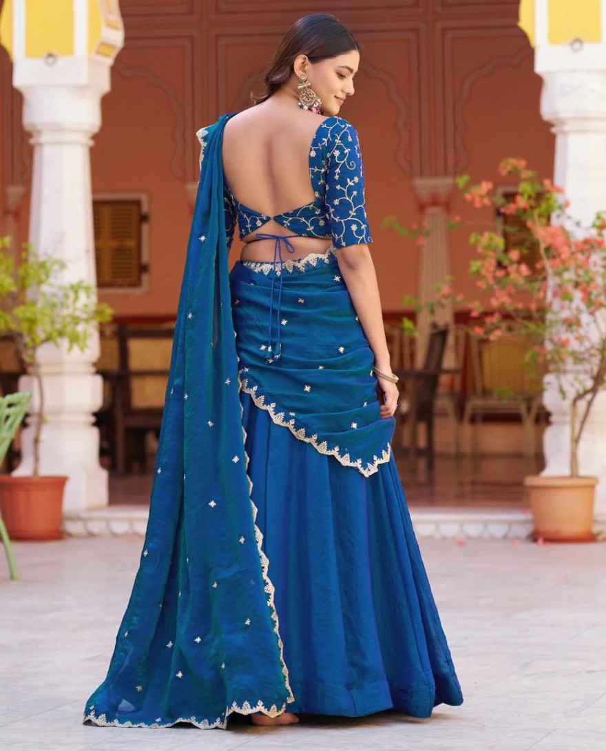 BLUE - Peacock Color Wedding Wear Lehenga Choli