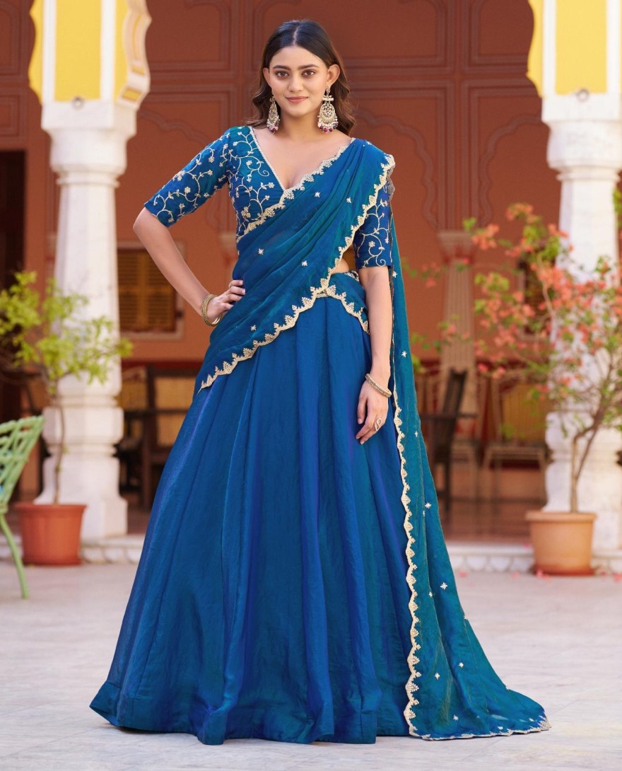 BLUE - Peacock Color Wedding Wear Lehenga Choli