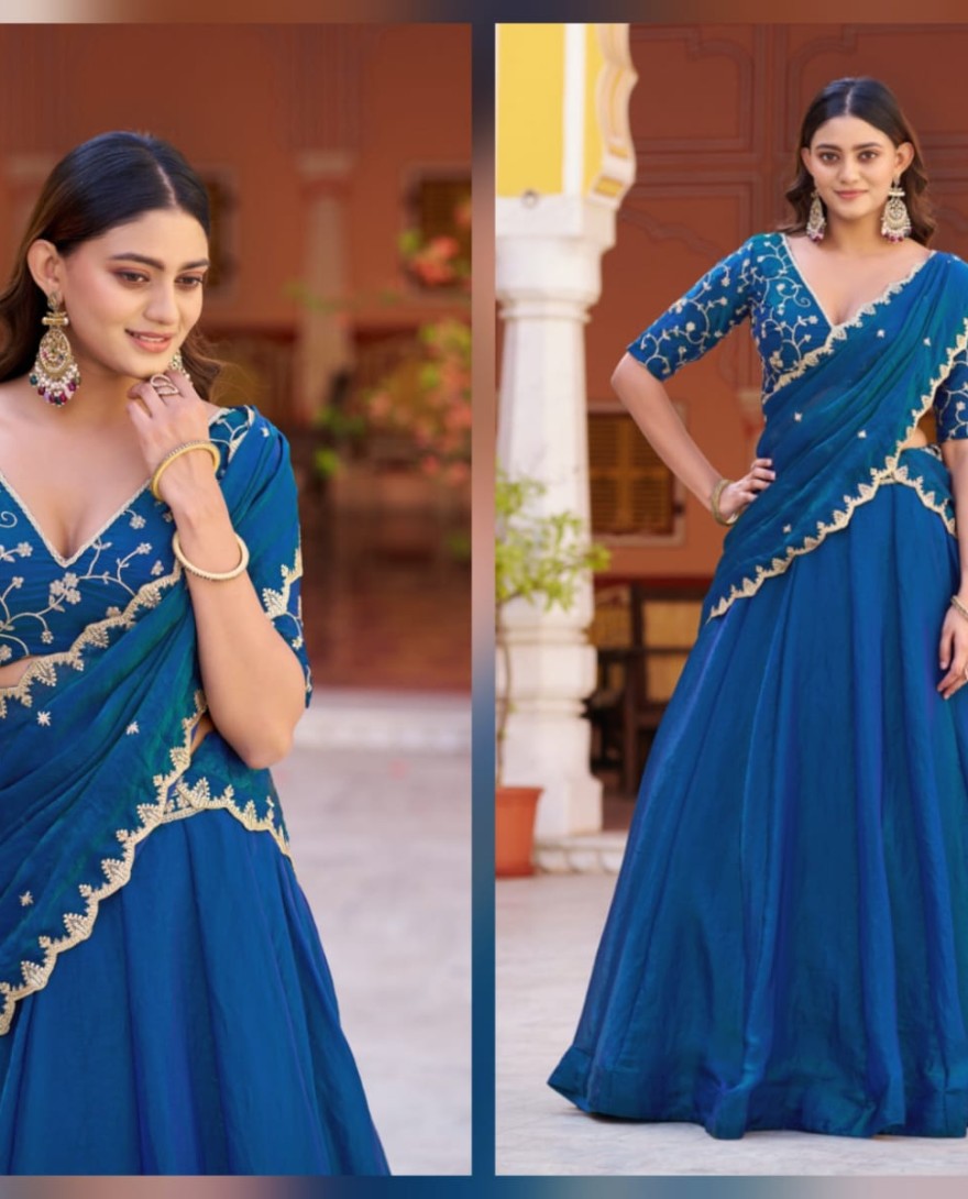 BLUE - Peacock Color Wedding Wear Lehenga Choli