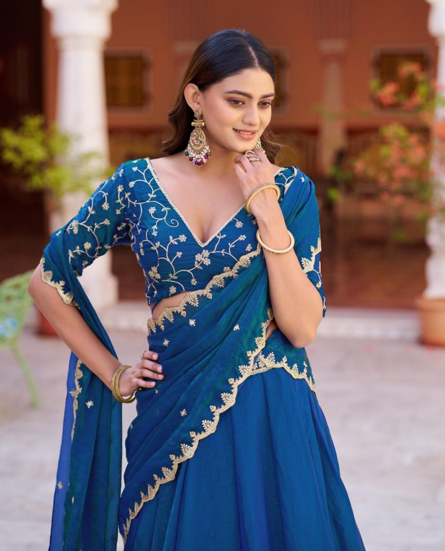 BLUE - Peacock Color Wedding Wear Lehenga Choli