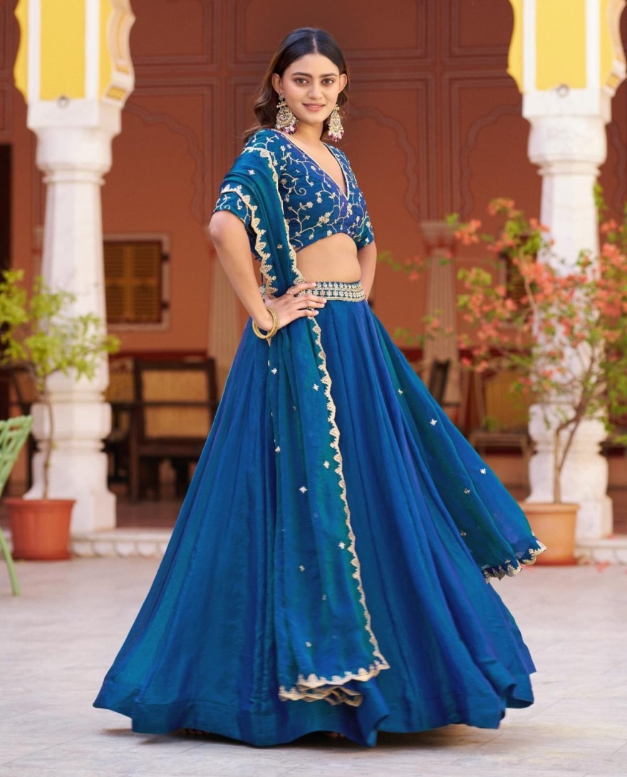 BLUE - Peacock Color Wedding Wear Lehenga Choli